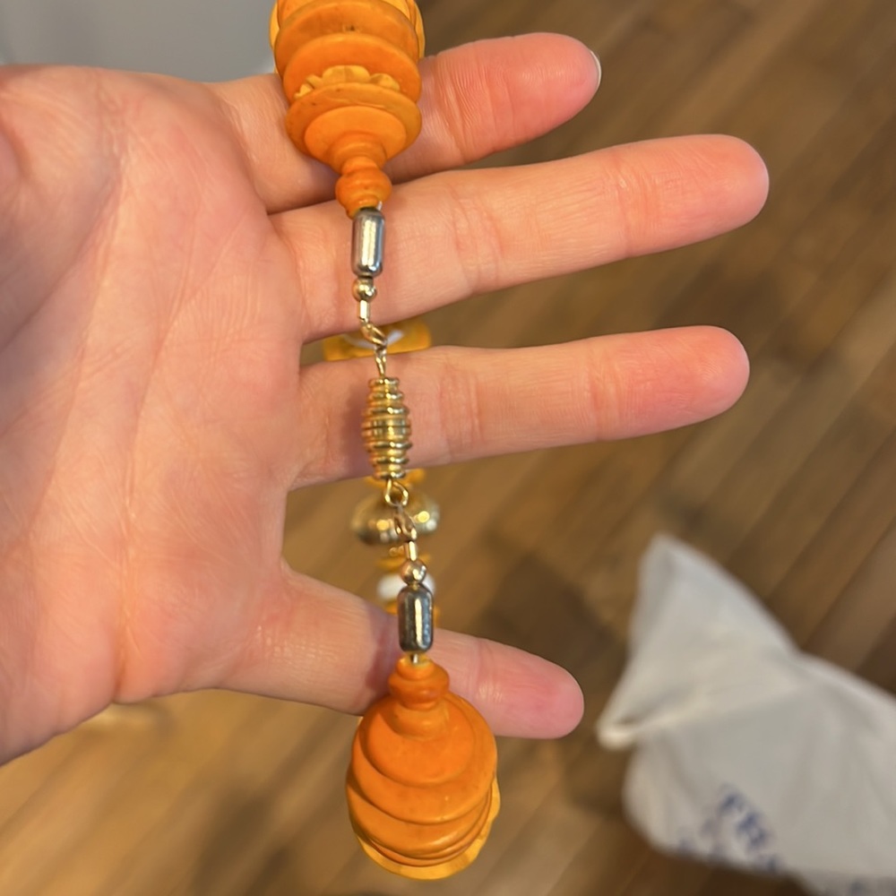 Orange Beaded Statement Necklace - image 4